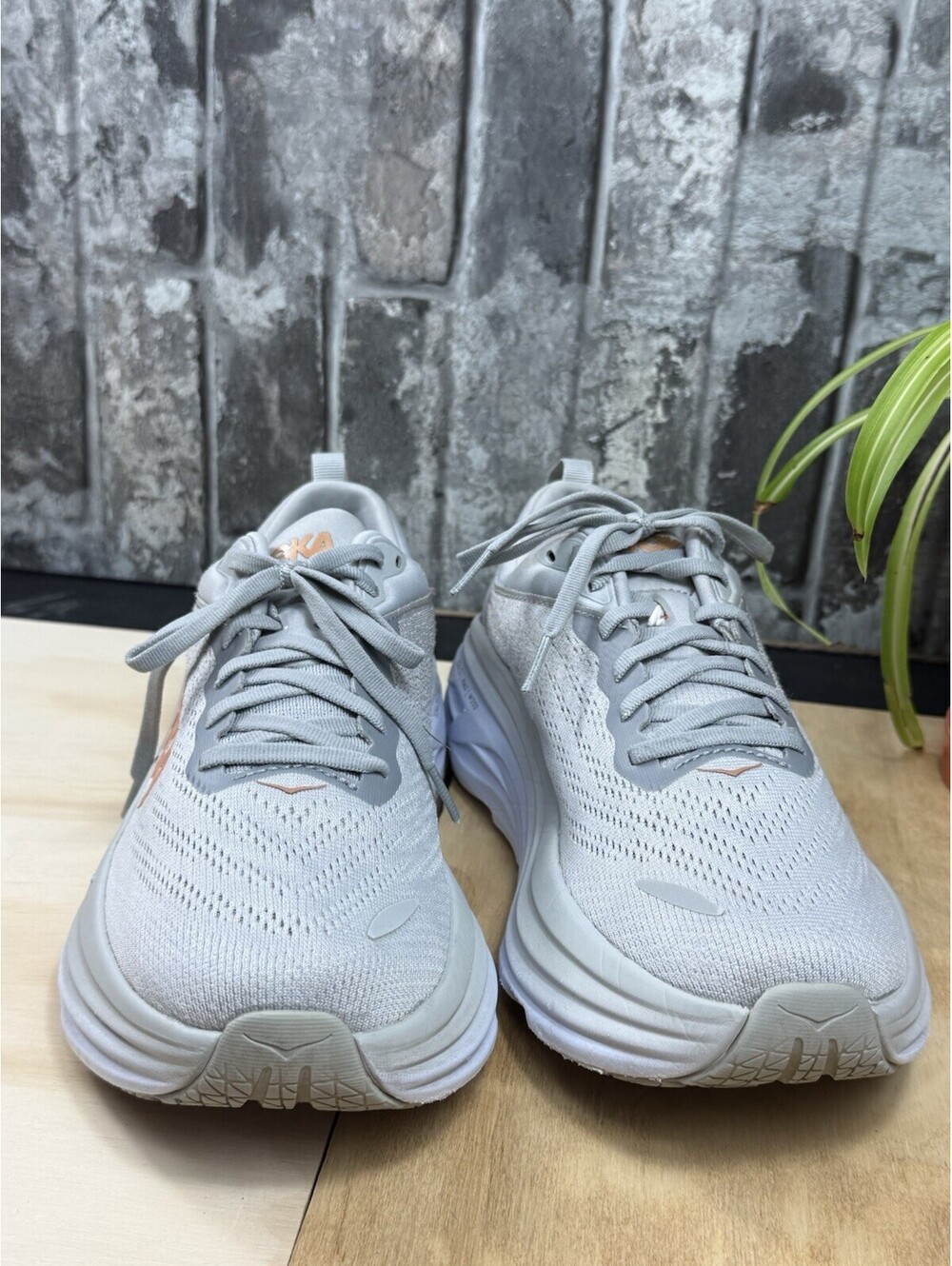 HOKA Unisex Gray/White Solid Low Top Lace-Up Athletic Sneaker - Picture 5 of 7